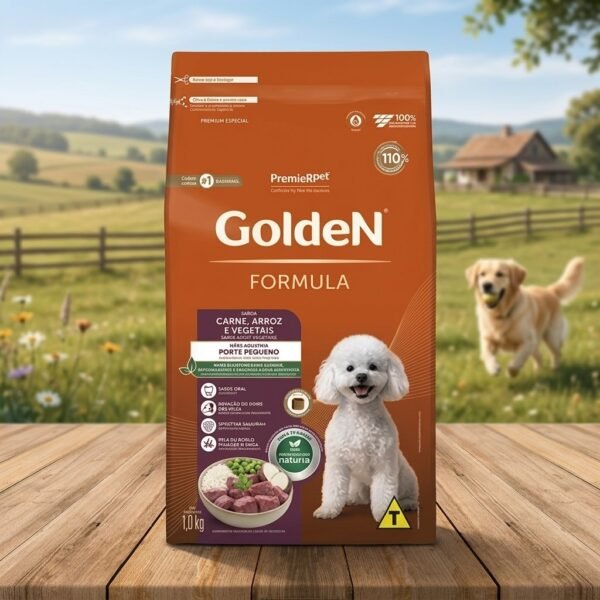 Embalagem de ração Golden Special Cães Adultos Mini Bits Sabor Carne 1kg