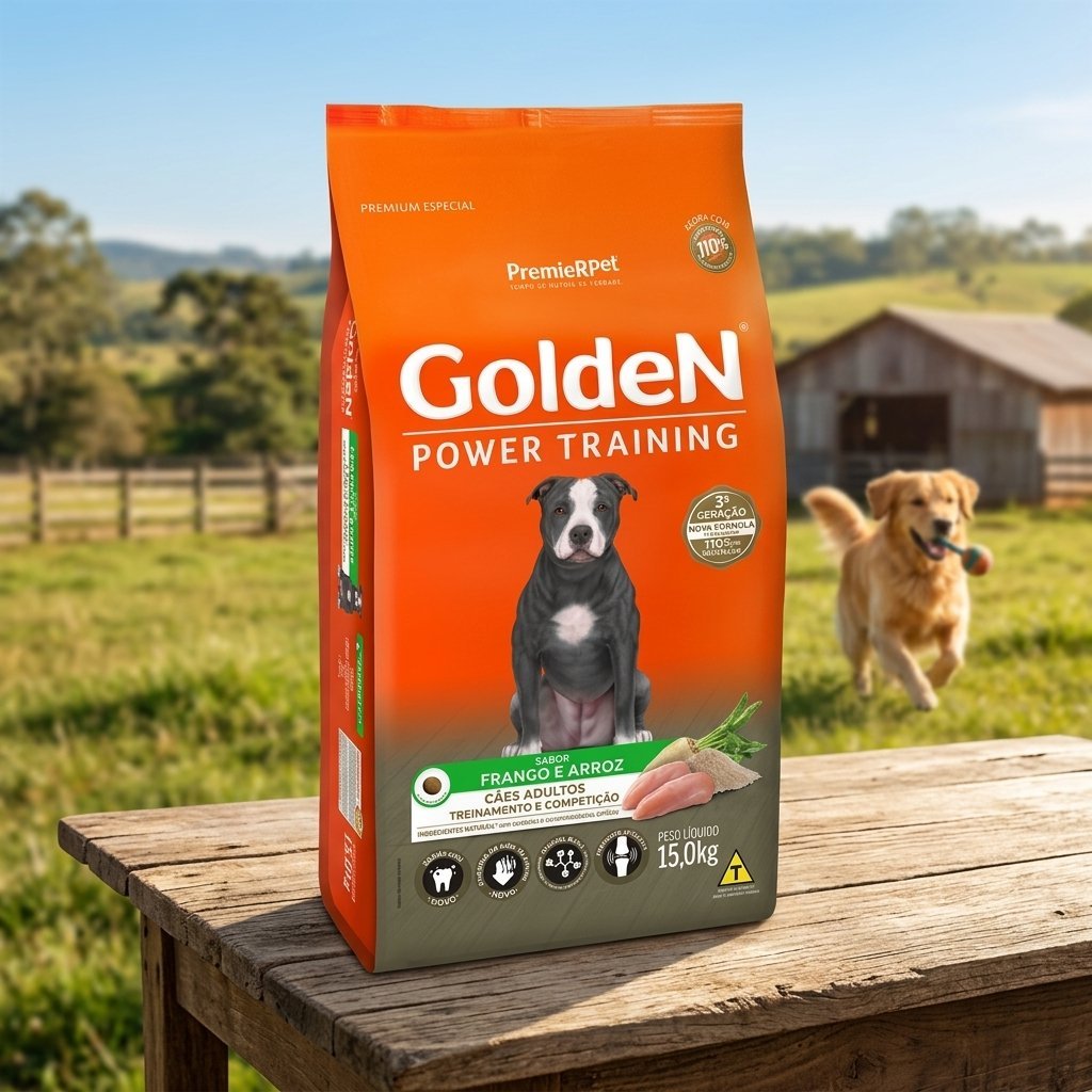 Saco de Ração Golden Power Training Cães Adultos Frango e Arroz 15kg