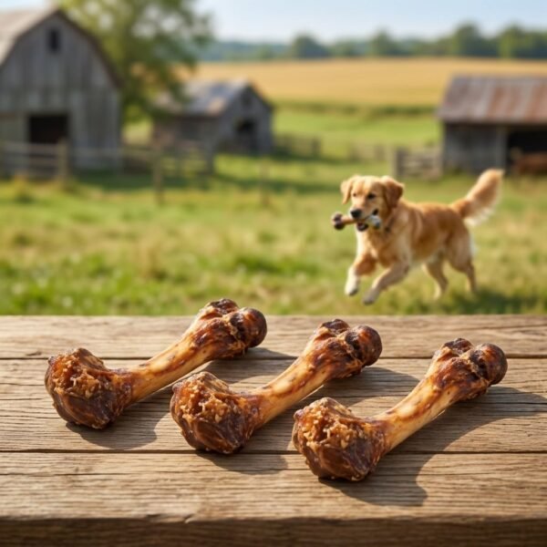 Osso Natural Big Tíbia para cães de porte médio e grande, em fundo branco, mostrando textura e tamanho.