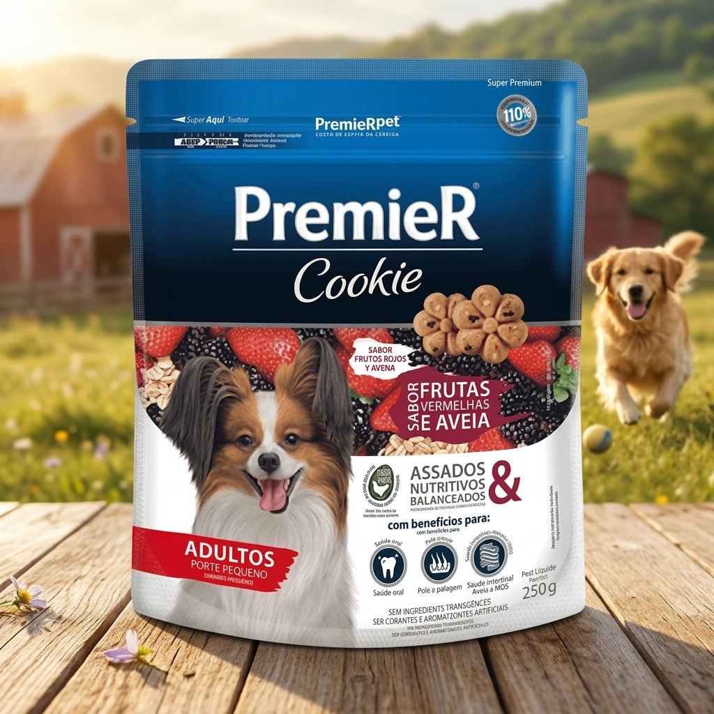 Biscoito Premier Cookie para Cães Adultos sabor Frutas Vermelhas 250g