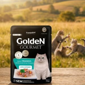 Ração Úmida Golden Gourmet Gatos Castrados Frango 70g